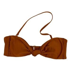Good American Cinnamon Brown Knot Front Halter Bikini Top Size 5 (2x-3x) NWOT